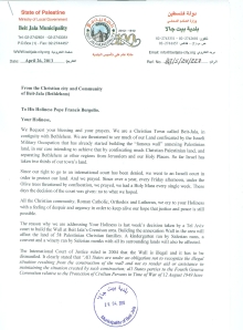 Beit Jala letter to Pope Francis 01
